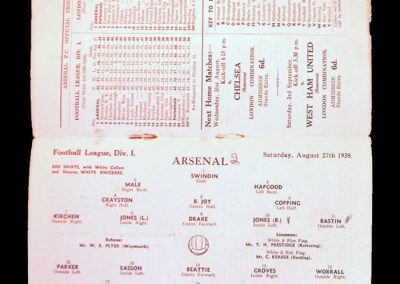 Arsenal v Portsmouth 27.08.1938