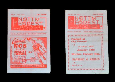 Notts Forest v Derby 26.08.1944 | Notts Forest v Derby 06.01.1945