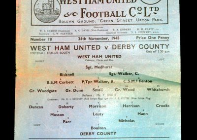 West Ham v Derby 24.11.1945