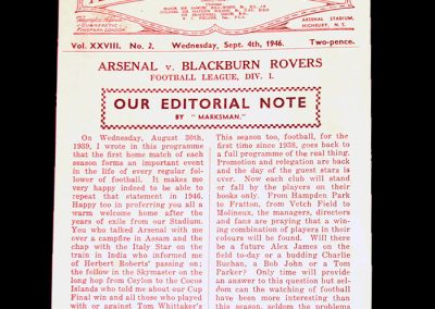 Arsenal v Blackburn 04.09.1946
