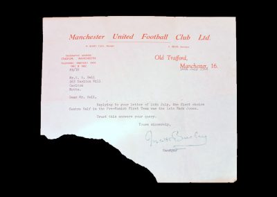 Matt Busby Response Letter 16.07.1966